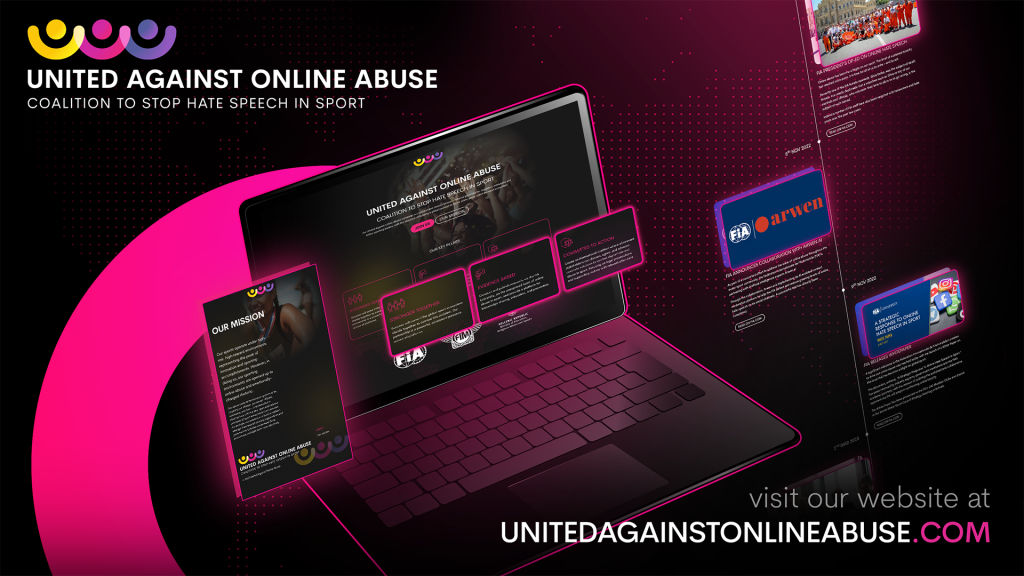 United Against Online Abuse website design layout. 